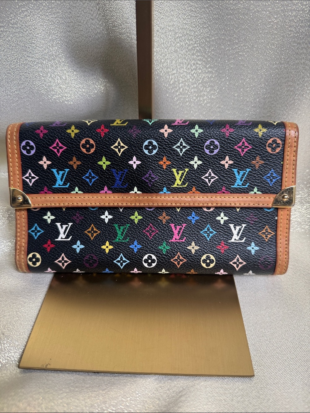 Louis Vuitton Black Murakami Multicolor Monogram International Long Wallet